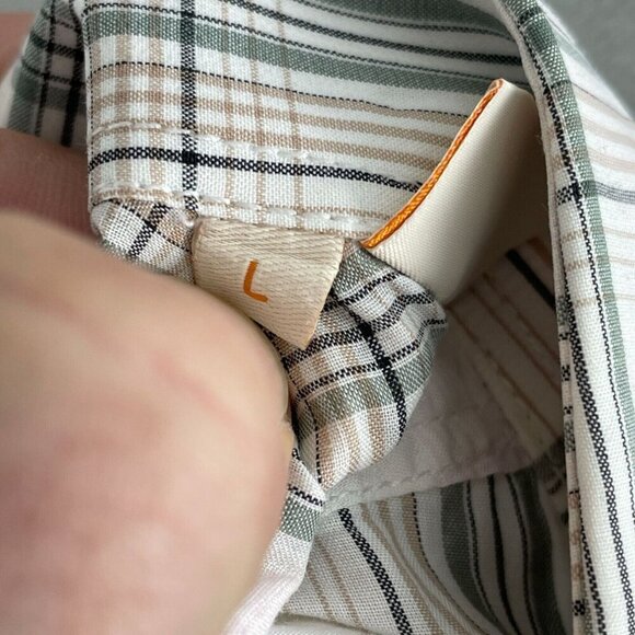 Boss Orange Mens Long-Sleeve Plaid Shirt L Cotton Green & White   2271 - Picture 5 of 9